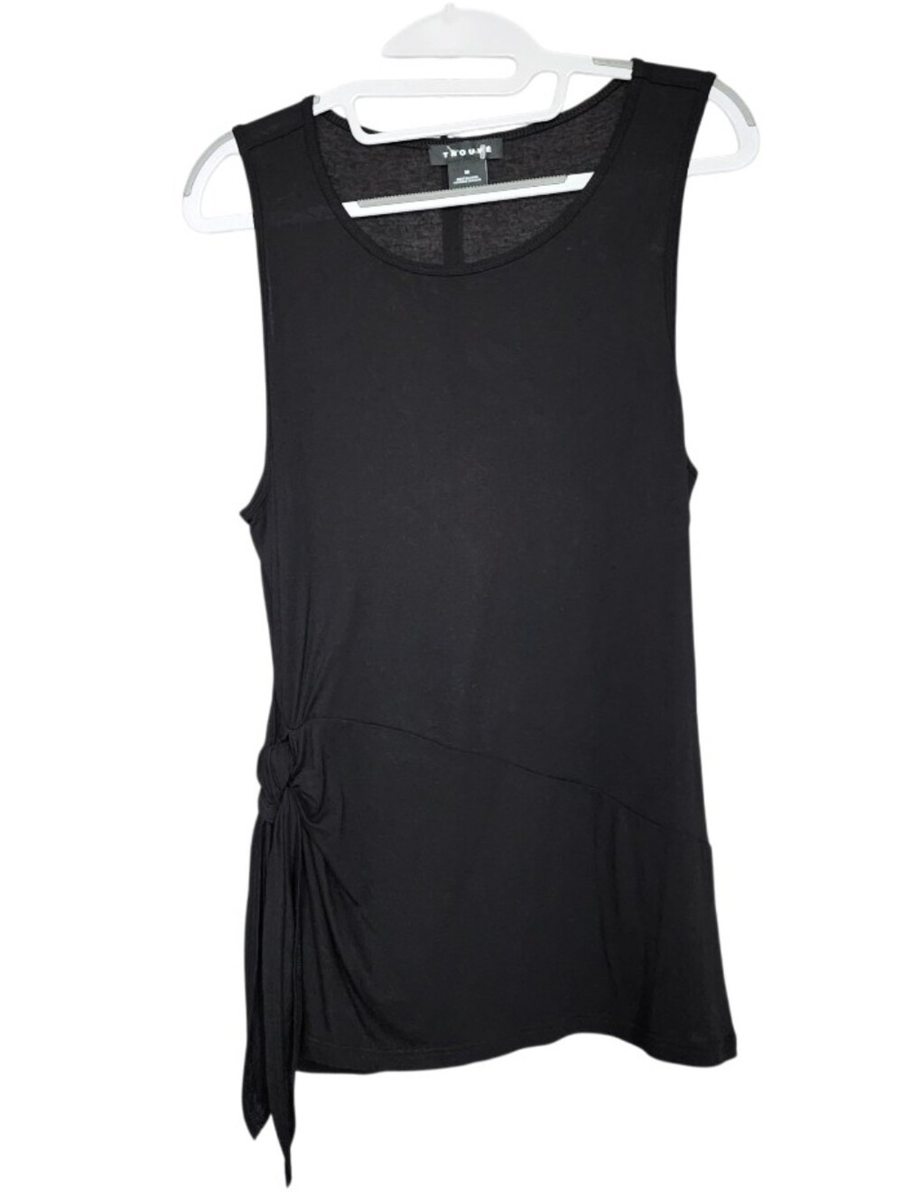 Black Sleeveless Tank Top With Side Tie